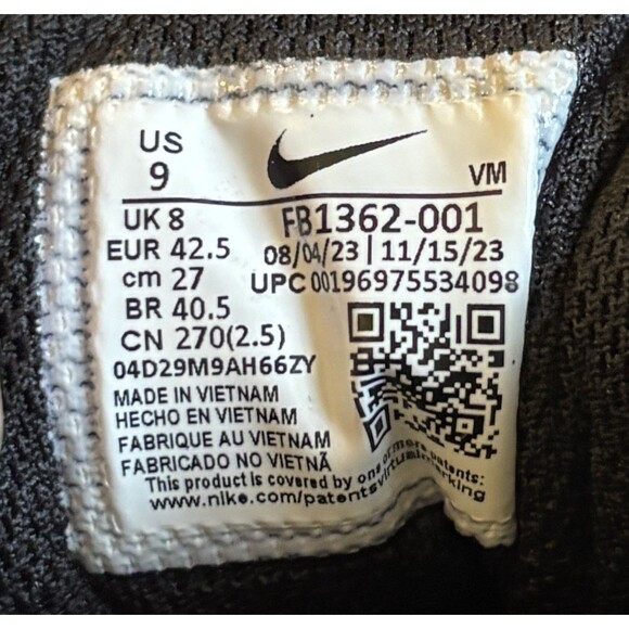 Nike Full Force Low Sneakers Black White FB1362-001 Mens Size 9 - Picture 7 of 7